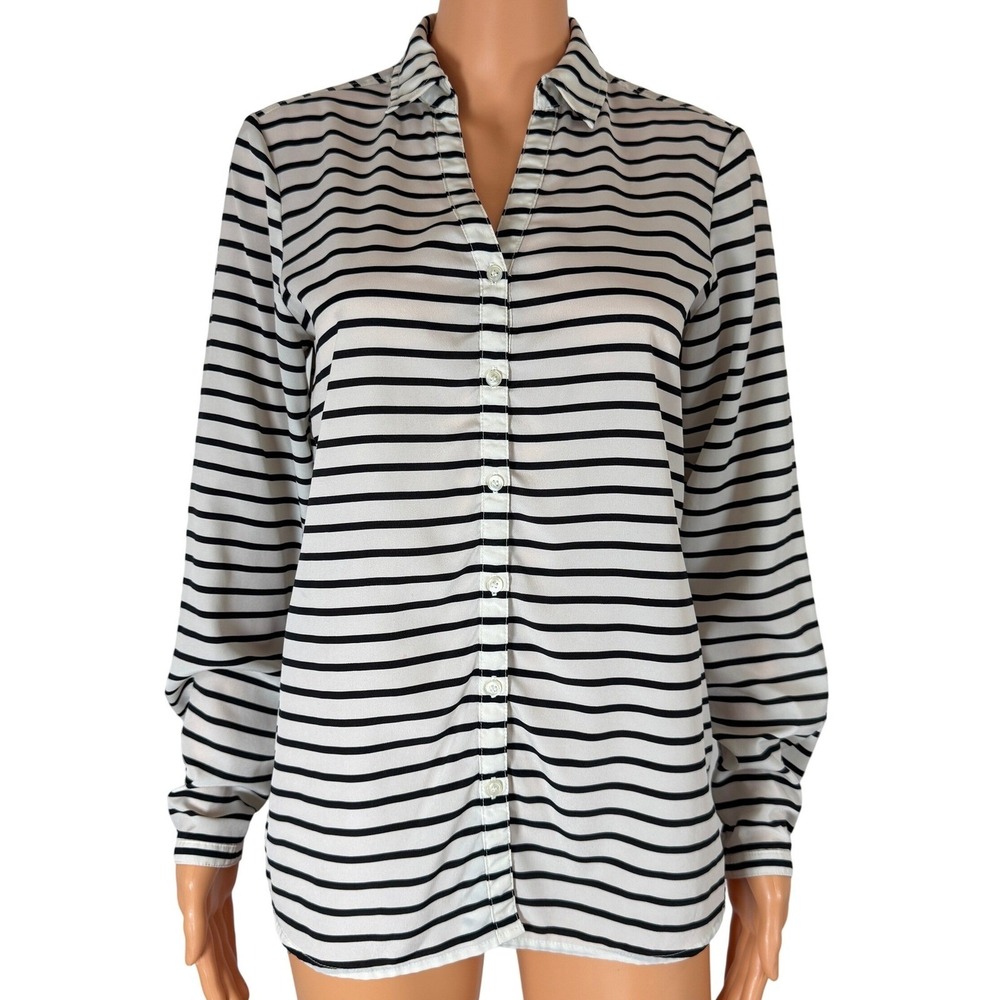 Blouse The Limited Womens Size S Striped V-Neck Buttons Long Sleeve Small
